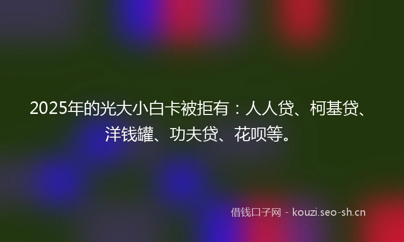 2025年的光大小白卡被拒有：人人贷、柯基贷、洋钱罐、功夫贷、花呗等。