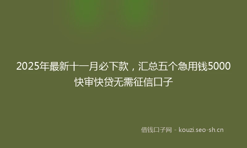 2025年最新十一月必下款，汇总五个急用钱5000快审快贷无需征信口子