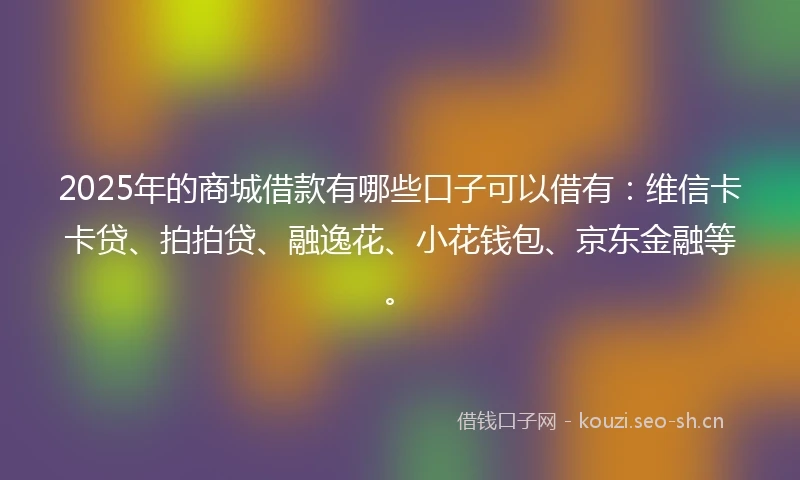 2025年的商城借款有哪些口子可以借有：维信卡卡贷、拍拍贷、融逸花、小花钱包、京东金融等。