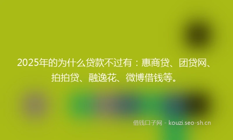 2025年的为什么贷款不过有：惠商贷、团贷网、拍拍贷、融逸花、微博借钱等。