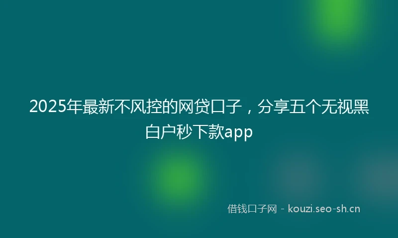 2025年最新不风控的网贷口子，分享五个无视黑白户秒下款app
