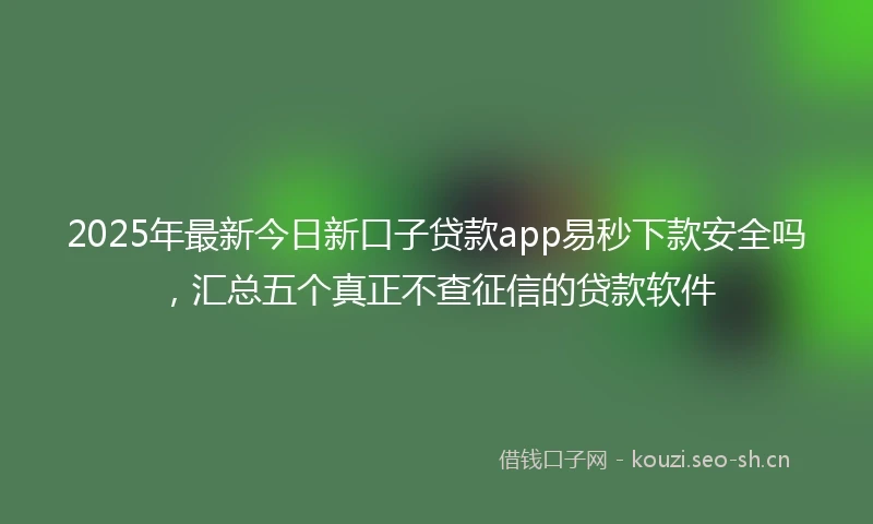 2025年最新今日新口子贷款app易秒下款安全吗，汇总五个真正不查征信的贷款软件