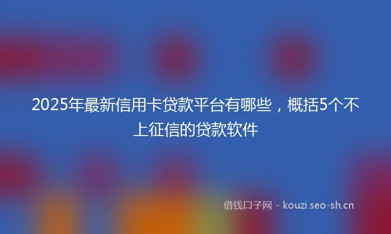 2025年最新信用卡贷款平台有哪些，概括5个不上征信的贷款软件