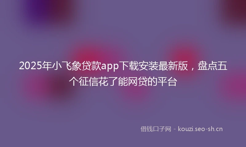2025年小飞象贷款app下载安装最新版，盘点五个征信花了能网贷的平台