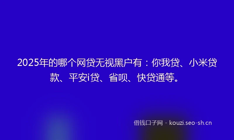 2025年的哪个网贷无视黑户有：你我贷、小米贷款、平安i贷、省呗、快贷通等。