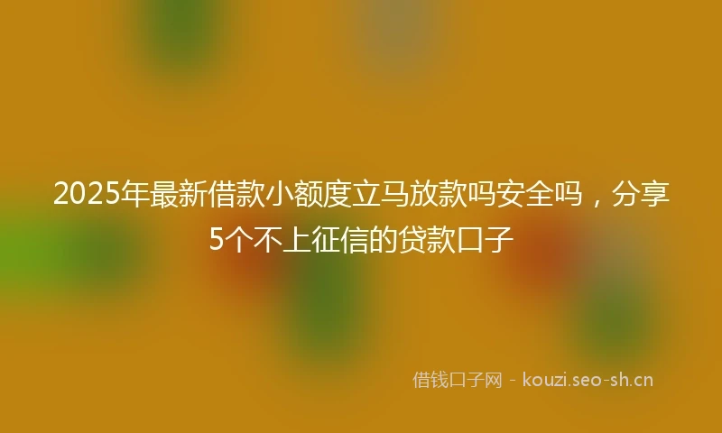 2025年最新借款小额度立马放款吗安全吗，分享5个不上征信的贷款口子