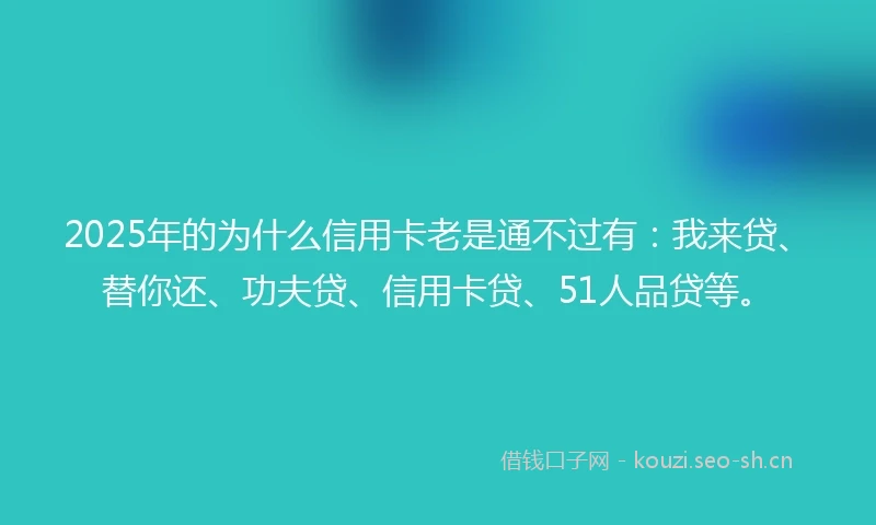 2025年的为什么信用卡老是通不过有：我来贷、替你还、功夫贷、信用卡贷、51人品贷等。