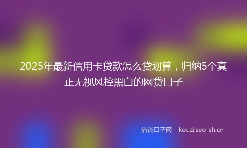 2025年最新信用卡贷款怎么贷划算，归纳5个真正无视风控黑白的网贷口子
