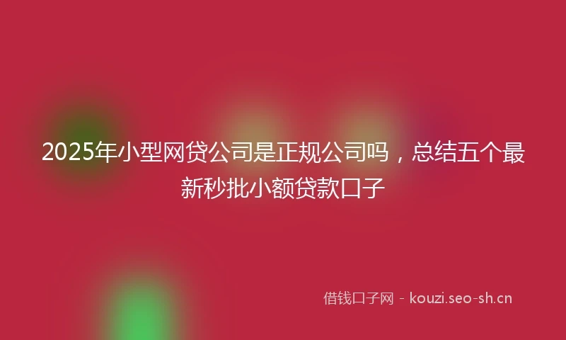 2025年小型网贷公司是正规公司吗，总结五个最新秒批小额贷款口子