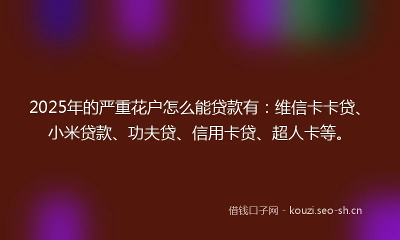 2025年的严重花户怎么能贷款有：维信卡卡贷、小米贷款、功夫贷、信用卡贷、超人卡等。