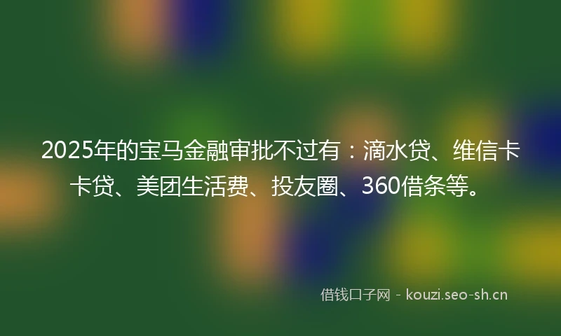2025年的宝马金融审批不过有：滴水贷、维信卡卡贷、美团生活费、投友圈、360借条等。