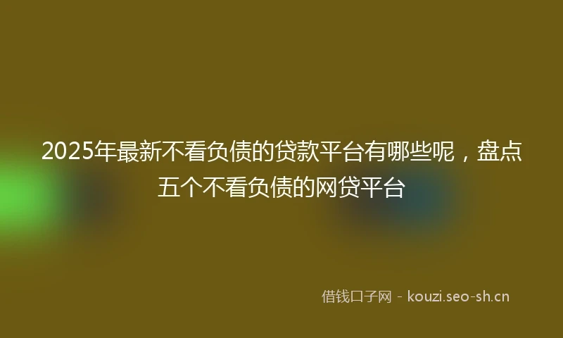 2025年最新不看负债的贷款平台有哪些呢，盘点五个不看负债的网贷平台