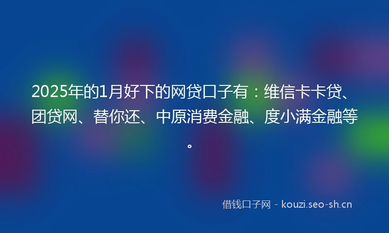 2025年的1月好下的网贷口子有：维信卡卡贷、团贷网、替你还、中原消费金融、度小满金融等。