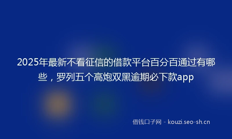 2025年最新不看征信的借款平台百分百通过有哪些，罗列五个高炮双黑逾期必下款app