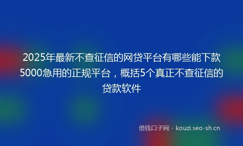 2025年最新不查征信的网贷平台有哪些能下款5000急用的正规平台，概括5个真正不查征信的贷款软件