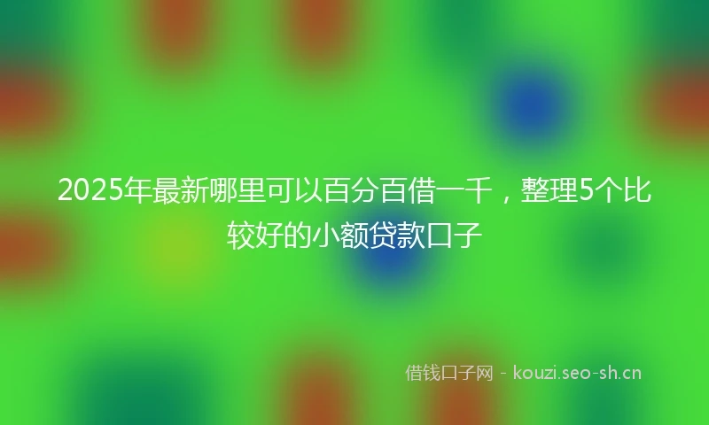 2025年最新哪里可以百分百借一千，整理5个比较好的小额贷款口子
