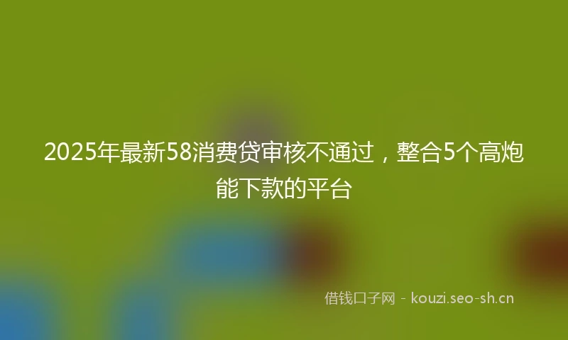 2025年最新58消费贷审核不通过，整合5个高炮能下款的平台