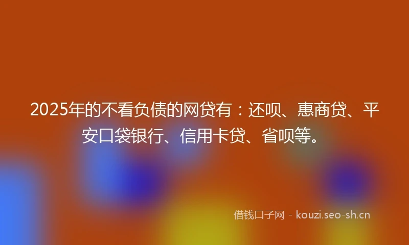 2025年的不看负债的网贷有：还呗、惠商贷、平安口袋银行、信用卡贷、省呗等。