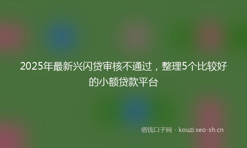 2025年最新兴闪贷审核不通过，整理5个比较好的小额贷款平台