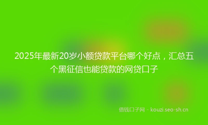 2025年最新20岁小额贷款平台哪个好点，汇总五个黑征信也能贷款的网贷口子