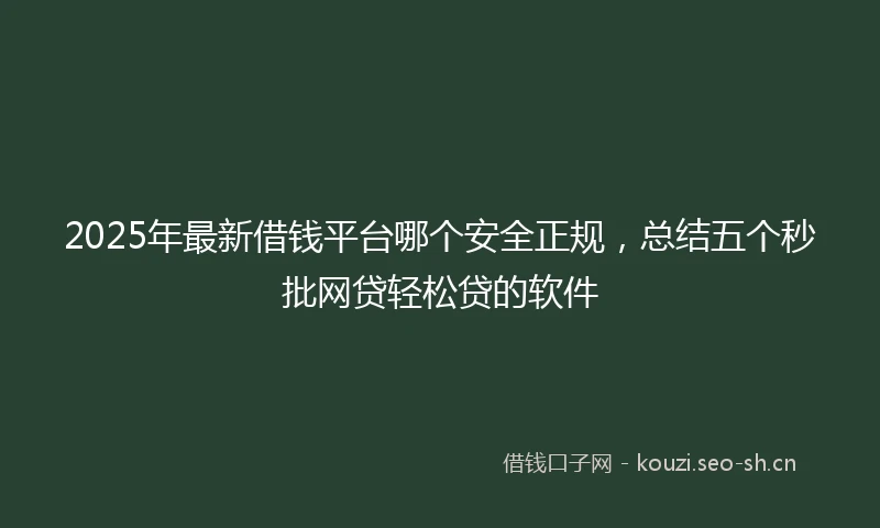 2025年最新借钱平台哪个安全正规，总结五个秒批网贷轻松贷的软件