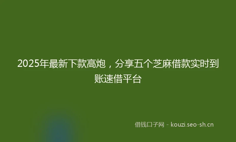 2025年最新下款高炮，分享五个芝麻借款实时到账速借平台