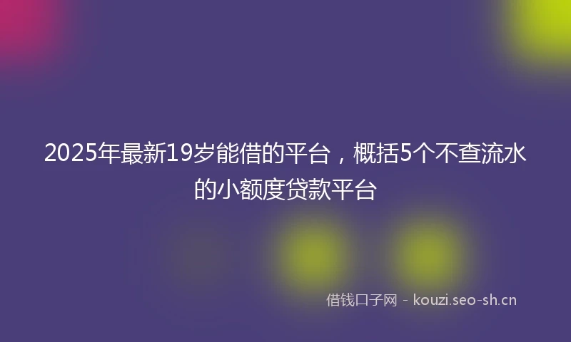 2025年最新19岁能借的平台，概括5个不查流水的小额度贷款平台