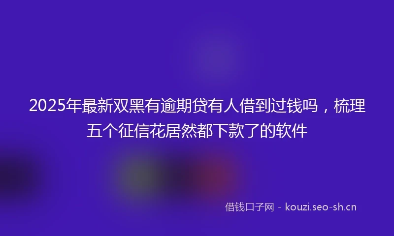 2025年最新双黑有逾期贷有人借到过钱吗，梳理五个征信花居然都下款了的软件
