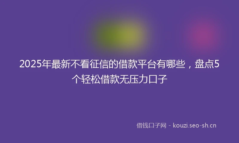 2025年最新不看征信的借款平台有哪些，盘点5个轻松借款无压力口子
