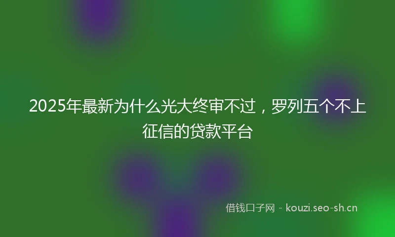 2025年最新为什么光大终审不过，罗列五个不上征信的贷款平台