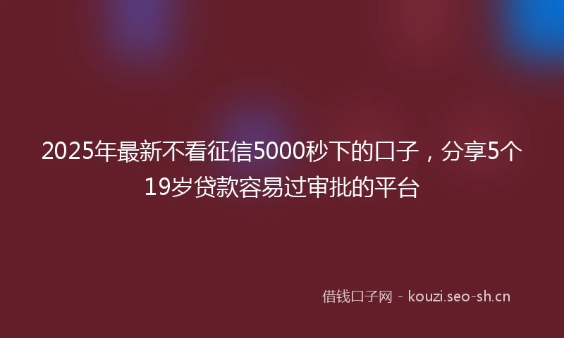 2025年最新不看征信5000秒下的口子，分享5个19岁贷款容易过审批的平台