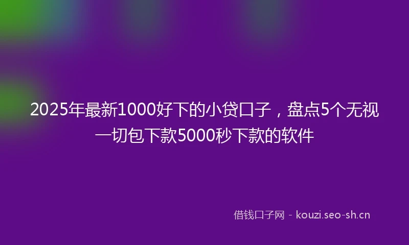 2025年最新1000好下的小贷口子，盘点5个无视一切包下款5000秒下款的软件