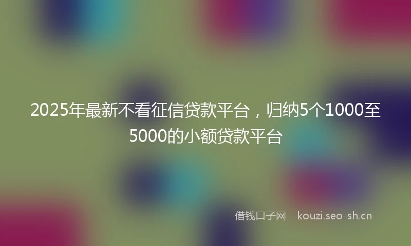2025年最新不看征信贷款平台，归纳5个1000至5000的小额贷款平台
