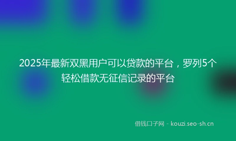 2025年最新双黑用户可以贷款的平台，罗列5个轻松借款无征信记录的平台