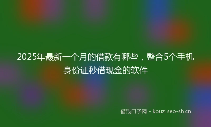 2025年最新一个月的借款有哪些，整合5个手机身份证秒借现金的软件