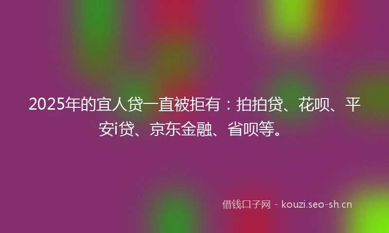 2025年的宜人贷一直被拒有：拍拍贷、花呗、平安i贷、京东金融、省呗等。