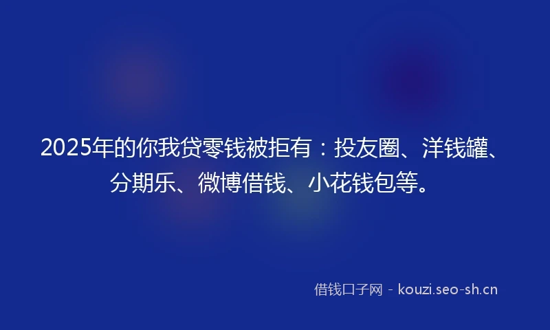 2025年的你我贷零钱被拒有：投友圈、洋钱罐、分期乐、微博借钱、小花钱包等。