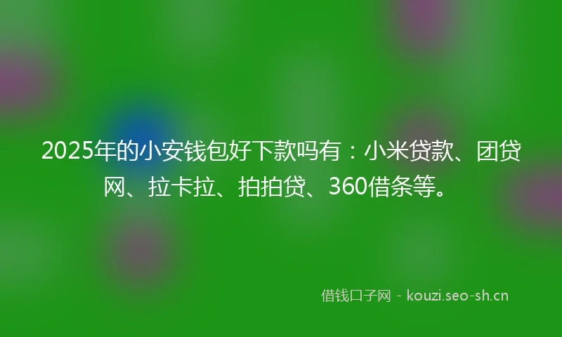 2025年的小安钱包好下款吗有：小米贷款、团贷网、拉卡拉、拍拍贷、360借条等。