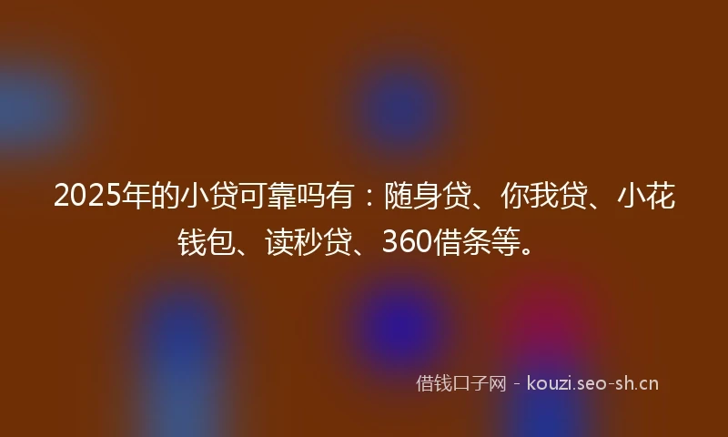 2025年的小贷可靠吗有：随身贷、你我贷、小花钱包、读秒贷、360借条等。