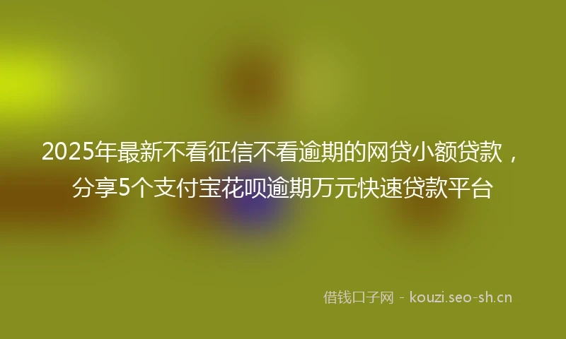 2025年最新不看征信不看逾期的网贷小额贷款，分享5个支付宝花呗逾期万元快速贷款平台