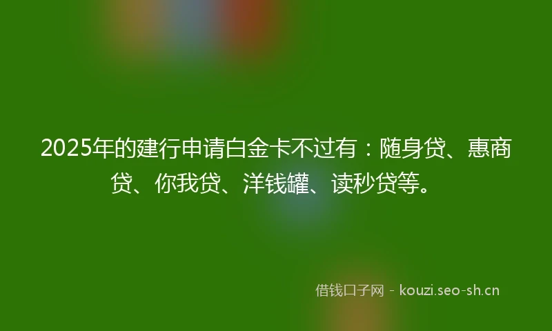 2025年的建行申请白金卡不过有：随身贷、惠商贷、你我贷、洋钱罐、读秒贷等。
