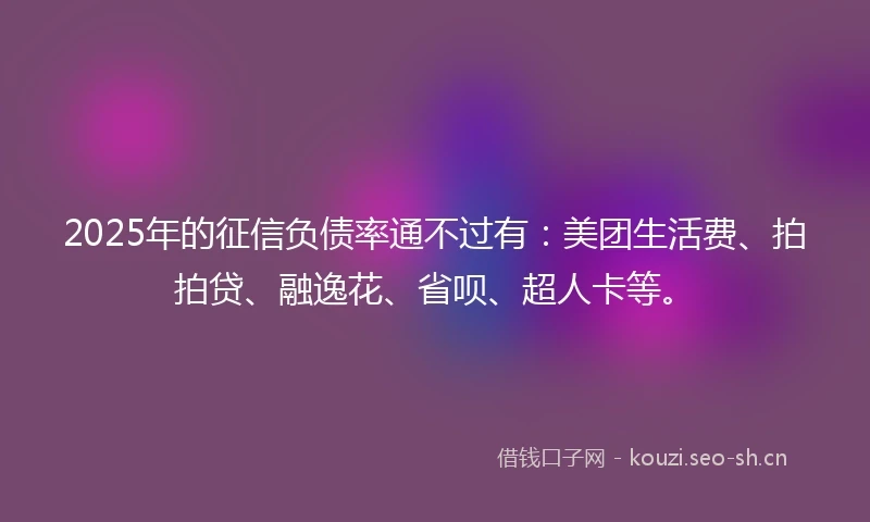 2025年的征信负债率通不过有：美团生活费、拍拍贷、融逸花、省呗、超人卡等。