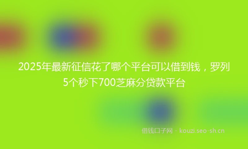 2025年最新征信花了哪个平台可以借到钱，罗列5个秒下700芝麻分贷款平台