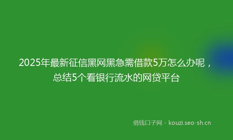 2025年最新征信黑网黑急需借款5万怎么办呢，总结5个看银行流水的网贷平台