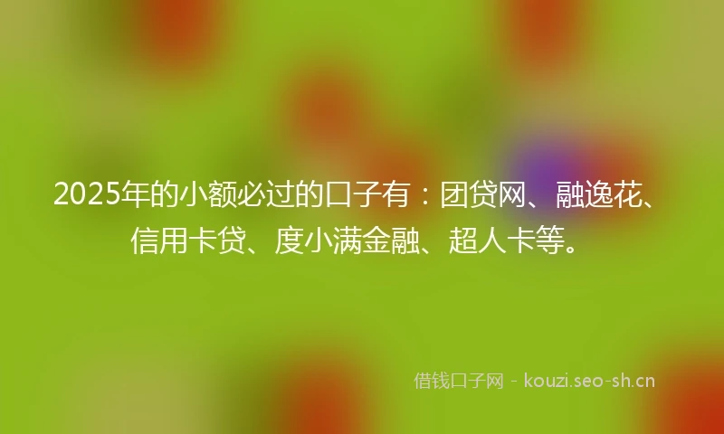 2025年的小额必过的口子有：团贷网、融逸花、信用卡贷、度小满金融、超人卡等。