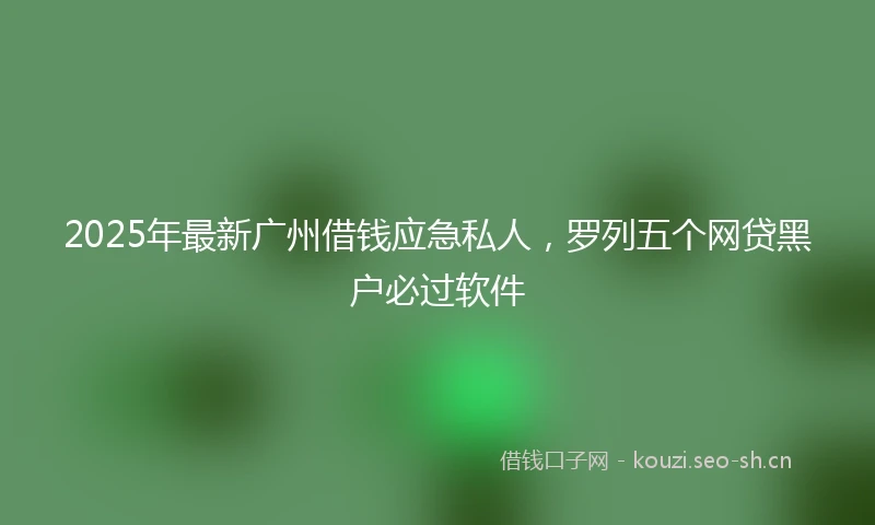2025年最新广州借钱应急私人，罗列五个网贷黑户必过软件