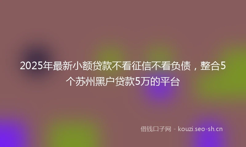 2025年最新小额贷款不看征信不看负债，整合5个苏州黑户贷款5万的平台