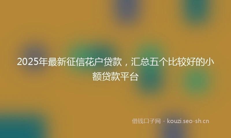 2025年最新征信花户贷款，汇总五个比较好的小额贷款平台