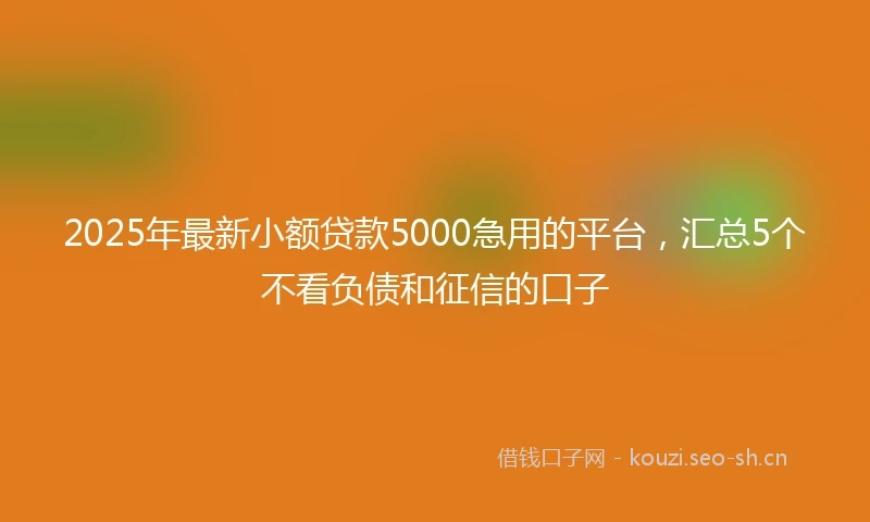 2025年最新小额贷款5000急用的平台，汇总5个不看负债和征信的口子
