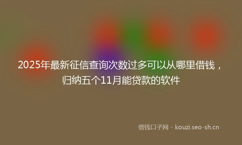 2025年最新征信查询次数过多可以从哪里借钱，归纳五个11月能贷款的软件